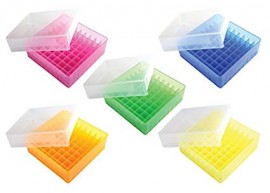 Heathrow Scientific HS120040 81-Well Microtube Storage Box, Assorted (Blue, Green, Purple, Yellow, Orange)-