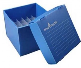 Heathrow Scientific HS120392 True North Freezer Box, 36 Wells, Blue-