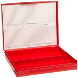 Heathrow Scientific HS15991B Standard Microscope Slide Box, Red-