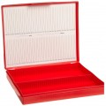 Heathrow Scientific HS15991B Standard Microscope Slide Box, Red-