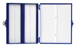 Heathrow Scientific HS15994A 100 Place Premium Microscope Slide Box, Cork, Blue-