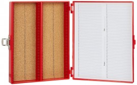Heathrow Scientific HS15994P 100 Place Premium Microscope Slide Box, Foam, Red-