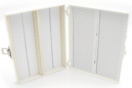 Heathrow Scientific HS15994R 100 Place Premium Microscope Slide Box, Foam, White-