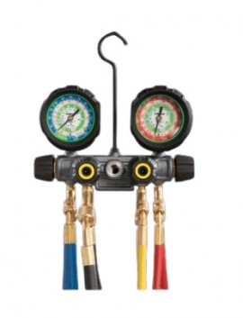 Hilmor 1839111 4-Valve Aluminum Manifold for R410A refrigerant, without hoses-