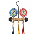 Hilmor 1932651 2-Valve Basic Manifold with 60&amp;quot; hoses for R454B-R32-R410A refrigerants, brass, 0 to 800 psi-