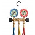 Hilmor 1932651 2-Valve Basic Manifold with 60&amp;quot; hoses for R454B-R32-R410A refrigerants, brass, 0 to 800 psi-