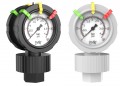 Icon Process Controls 2VU-PF-0-15-M 2-1/2&quot; Double-Sided Pressure Gauge and Isolator with teflon diaphragm, PVDF, 1/2&quot; MNPT, 0 to 15 psi-