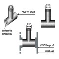 Icon Process Controls CT010 Insert Tee Fittings, CPVC, 1in-
