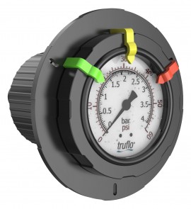 Icon Process Controls OBS Series Pressure Gauge, 0 to 60 psi, 2.5&amp;quot; dial, &amp;frac12;&amp;quot; FNPT panel mount, PP housing-