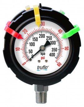 Icon Process Controls OBS-DGO Series Pressure Gauge, 0 to 100 psi, 2.5&amp;quot; dial, &amp;frac14;&amp;quot; bottom, PP housing-