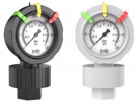 Icon Process Controls OBS-PF-0-15 2-1/2&quot; Pressure Gauge and Isolator with teflon diaphragm, PVDF, 1/2&quot; FNPT, 0 to 15 psi-