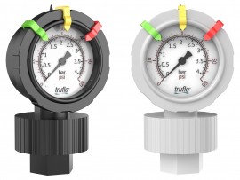 Icon Process Controls OBS Series Pressure Gauge, 0 to 60 psi, 2.5&amp;quot; dial, &amp;frac12;&amp;quot; FNPT bottom, PVDF housing-