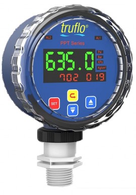 Icon Process Controls PPT-X-PF-M-10 Inline Pressure Transmitter with ceramic diaphragm, PVDF, 1/2" MNPT, 0 to 145 psi-