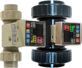 Icon Process Controls TKP-25-PP Flow Meter, Paddle Wheel, Flow Rate + Totalizer, 1in, ThRD/Socket, PP Body-