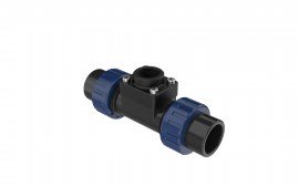Icon Process Controls TUPA-PV-7 3/4&quot; True Union Tee Fitting, PVC, Socket End connection-