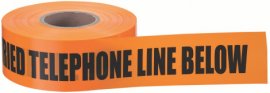 IDEAL Industries 42-103 Non-Detectable Underground Tape, "Caution Buried Telephone Line Below", 3", orange-