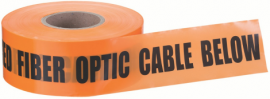 IDEAL Industries 42-104 Non-Detectable Underground Tape, "Caution Buried Fiber Optic Line Below", 3", orange-