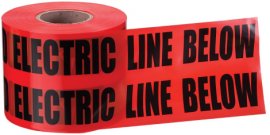 IDEAL Industries 42-151 Non-Detectable Underground Tape, &quot;Caution Buried Electric Line Below&quot;, 6&quot;, red-