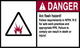 IDEAL Industries 44-894 Danger Label, nec arc flash, 5 x 7&quot;, adhesive-