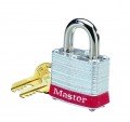 IDEAL Industries 44-906 Steel Padlock, 3/4" shackle, red-