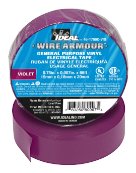 IDEAL Industries 46-1700C-VIO Wire Armour&amp;reg; General Purpose Colour Coding Tape, 3/4&amp;quot;, Violet-