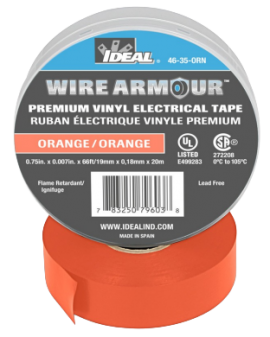 IDEAL Industries 46-35-ORN Wire Armour&amp;reg; Premium Grade Colour Coding Tape, 3/4&amp;quot; x 60&amp;#39;, Orange-
