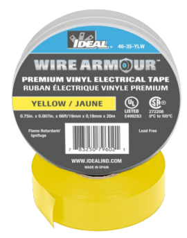IDEAL Industries 46-35-YLW Wire Armour&amp;reg; Premium Grade Colour Coding Tape, 3/4&amp;quot; x 60&amp;#39;, Yellow-