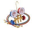 JB Industries M2-5-410A Standard 2-Valve Classic Brass Manifold for R20,2 R404A, and R410A with CCLE-60 refrigerant hose set-