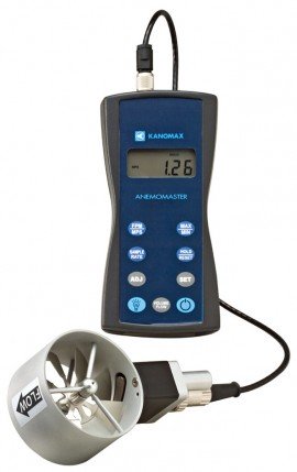 Kanomax 6822-S Anemomaster Rotating Vane Anemometer with &amp;Oslash;1&amp;quot; probe, 300 to 6890 FPM-