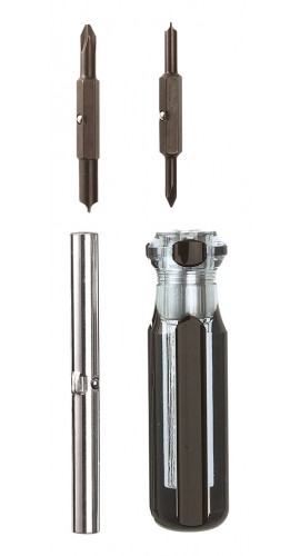 Klein Tools 32460 4-in-1 Multi-Bit Screwdriver, #1 and #2 Phillips/0.188&quot; and 0.25&quot; slotted, 7&quot; long-