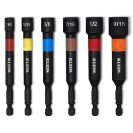 Klein Tools 32946S Magnetic Power Nut Setters, 4-Inch Shaft, 6-Piece-