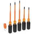 Klein Tools 33736INS Screwdriver Set, 1000V Slim-Tip Insulated and Magnetizer, 6-Piece-