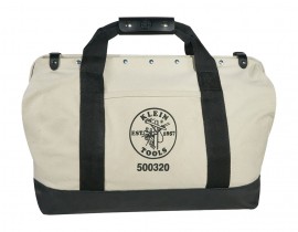 Klein Tools 5003-20 Canvas Tool Bag with leather bottom, 15 pockets, 20&quot;-