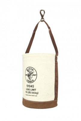 Klein Tools 5104S Leather-Bottom Canvas Bucket, swivel snap, 12"-