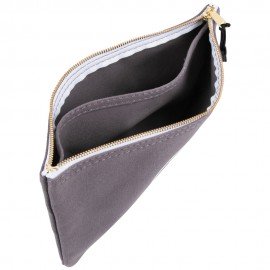 Klein Tools 55578 Zipper Bag with Divider, Canvas Tool Pouch, 7-Inch, Gray-