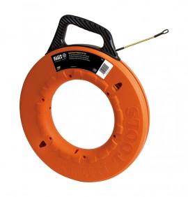 Klein Tools 56056 Multi-Groove Fiberglass Fish Tape with Spiral Steel Leader, 200-Foot-