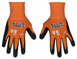 Klein Tools 60672 Knit Dipped Gloves, Cut Level A1, Touchscreen, Large, 1-Pair-