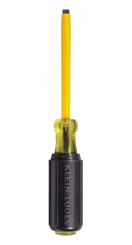 Klein Tools 620-4 Coated Flathead Screwdriver with 1/4&amp;quot; cabinet tip and 4&amp;quot; shank-