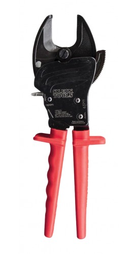 Klein Tools 63711 Open-Jaw Ratcheting Cable Cutter, 0.125&quot; MCM-