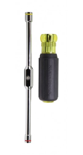 Klein Tools 65064 2-in-1 Hex Head Slide Drive Nut Driver, 3.625&quot; shank, 0.25 and 0.3125&quot;-
