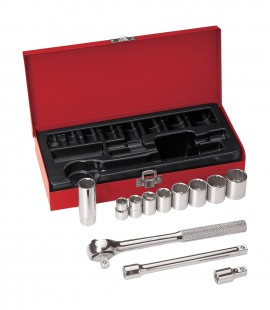 Klein Tools 65504 Socket Wrench Set, 0.375&quot; drive, 12 pieces-