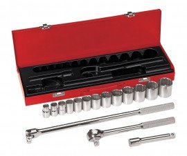 Klein Tools 65512 Socket Wrench Set, 0.5&quot; drive, 16 pieces-