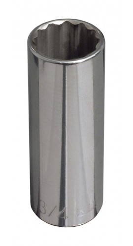 Klein Tools 65830 12-Point Deep Socket, 0.8125&quot;, 0.5&quot; drive-