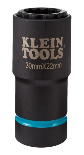 Klein Tools 66053E 2-in-1 Metric Impact Socket, 12-point, 30 x 22 mm-