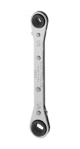 Klein Tools 68310 Ratcheting Refrigeration Wrench, 0.1875 and 0.3125&quot; square x 0.25 and 0.375&quot; square-