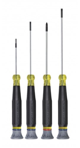 Klein Tools 85613 Screwdriver Set, electronics slotted and Phillips, 4-piece-