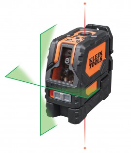 Klein Tools 93LCLG Self-Leveling Green Cross-Line Laser Level with red plumb spot-