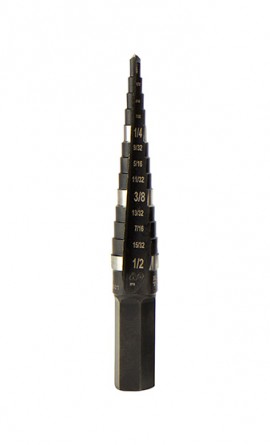 Klein Tools KTSB01 Double-Fluted Step Drill Bit, #1, 0.13 to 0.5"-