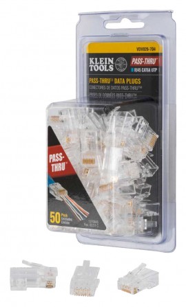 Klein Tools VDV826-704 Pass-Thru Modular Data Plugs for CAT6A, UTP, 50-pack-