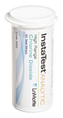 LaMotte 3002 Chlorine Dioxide Single Factor Test Strips, HR, 50-pack-